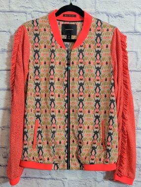 Maison Scotch Coral Colorful Patterned Bomber/Varsity Jacket - Size 4